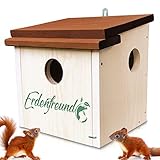 ERDENFREUND® Eichhörnchen Kobel artgerecht mit 3 Fluchtlöchern Eichhörnchenhaus zum Nisten...