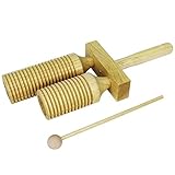 A-Star Two Tone Double Wood Block Agogo Guiro Scraper mit Holzschlägel, Percussion-Rhythmusblock