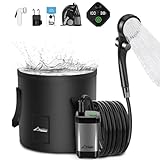 WADEO Tragbare Campingdusche Akku mit Pumpe und Duscheimer, Outdoor-Camping-Duschset mit Akku,...