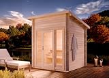 FinnTherm Gartensauna Außensauna Saunahaus Lizzy XXS mit Fußboden mit 2 Sitzbänke aus...