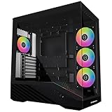 LIAN LI Vector V100 PC-Gehäuse Schwarz – ATX Midi-Tower mit Tempered Glass, RGB-Beleuchtung, 4X...
