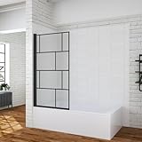Duschwand für Badewanne ohne bohren zum kleben 80x140 cm einteilig schwarz Duschtrennwand...