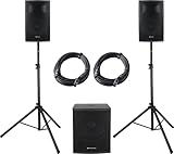 Pronomic Powerstage Economy 1812 2.1 - aktives PA-Set mit 1x 18-Subwoofer und 2X 12-Satelliten - 540...