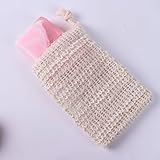 2 Stück Seifensäckchen aus natürlicher Sisalfaser mit Kordelzug, Bio Massage Beutel für feste...