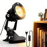 GOMETY 7W LED Spotlight Strahler mit Clip, Warmweiß 3000K Klemmstrahler mit 1,8m Kabel Stecker und...