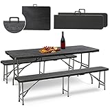 Sekey Bierzeltgarnitur Klappbar Campingtisch Set, 2 x Bierbänke & 1 x Biertisch, 180cm...