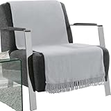 Erwin Müller Sofaüberwurf, Sofaläufer, Sesselschoner Silber Größe 50x200 cm - anschmiegsam,...