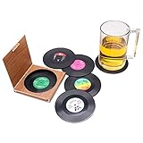 6 Retro Vinyl LP Schallplatten Stil Untersetzer Tasse Matte rutschfeste Isolierte Kaffee Getränke...