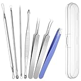 Wanmu 7 Stück Mitesserentferner Komedonenquetscher Set, Edelstahl Akne-Entferner Blackhead Remover,...