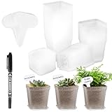 fengxuanwl 30 Stück Anzuchttöpfe, Transparente Pflanztöpfe mit Untersetzer, Ø 7cm Kunststoff...