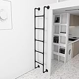 Etagenbettleiter mit 5 Sprossen, schwarz, Metall, zur Wandmontage, Sicherheitsleiter für Dachboden...