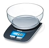 Beurer KS 25 Küchenwaage mit 1,2l Wiegeschüssel, digitale Küchenwaage mit Tara-Zuwiegefunktion...