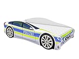 ACMA Kinderbett Auto-Bett Polizei mit Rausfallschutz, Lattenrost und Matratze (Polizei 1, 160x80 cm...