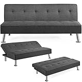 Yaheetech Klappsofa mit Schlaffunktion | 3-Sitzer Sofa Couch Gästebett Klappbett | Schlafsofa...