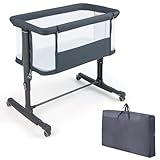 COSTWAY 3 in 1 Beistellbett, Reisebett Baby mit Matratze, Babybett & Babywiege & Kinderbett 5-stufig...