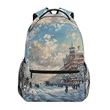 SKYSHU Vintage City Ölgemälde-Rucksack für Männer und Frauen, wasserdicht, für Hoch- und...