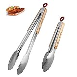 Extodry Robuste Küchenzange-Grillzange Edelstahl,leicht zu Haltender-Hitzebeständigen Holzgriffen...