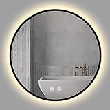 Runder Badezimmerspiegel mit Hintergrundbeleuchtung, zur Wandmontage, beschlagfrei, dimmbar,...
