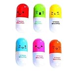 xitoio 6er-Pack Kapsel-Kugelschreiber, dehnbare Mini-Stifte in Pillenform mit niedlichen Ausdrücken...