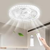 BomKra Deckenventilator mit Beleuchtung, 45W Leise Deckenventilator mit Licht & Fernbedienung, 3...