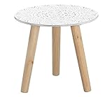 Kleiner Beistelltisch 30x30 cm - weiß/Natur mit Dekor - Deko Holz Tisch Couchtisch Sofatisch...