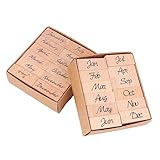 SEWACC 24 Stück DIY Holzstempel Monats und Buchstaben Gummistempel für Scrapbooking Tagebuch...