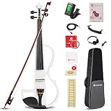 Vangoa 4/4 Elektrische Violine Geige aus Massivem Holz Electric Stille Violine in Volle Größe mit...