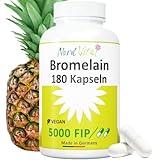 Hochdosiert - 1000 mg Bromelain mit 5000 F.I.P. pro Tagesdosis - 180 magensaftresistente Kapseln -...