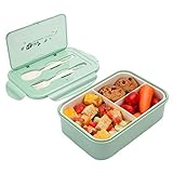 1000 ml Brotdose für Kinder Und Erwachsene, Wiederverwendbarer Bento Box Lunchbox mit 3 Fächern...