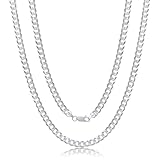 AKA Gioielli® - Herren Damen Kette Echtsilber 925-7mm Cuban Panzerkette Silber 925 Massiv - 65 cm...