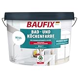 BAUFIX Bad- und Küchenfarbe, 5 Liter, Badfarbe weiß antischimmel, Küchenfarbe abwaschbar,...