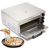 Elektrobackofen 2 in 1 Pizzaofen 2000w Flammenofen bis 350°C, Krümelfach, Edelstahl, Pizzaofen...