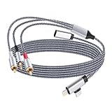 Lightning/USB Typ C auf 2 Cinch Aux Kabel 5.2M,Cinch-/AUX-Kabel mit Ladefunktion，Für...