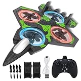 Habuddy RC-Flugzeug, ferngesteuertes Flugzeug aus Kunststoff mit Licht, 2 Batterien, 360°-Flip,...