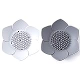 Japanische Blumen-Seifenschale aus Silikon - Packung mit 2 Seifenhaltern (weiß & grau)