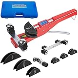VEVOR Rohrbieger, 7 Matrizen 1/4-7/8 Zoll 6-22 mm Ratschen-Rohrbiegegerät-Set, 90°-Handrohrbieger...