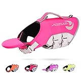 ThinkPet Hund Schwimmweste Einstellbare Rettungsweste Reflektierende Lifesaver mit Auftrieb Rosa