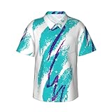 JIPOFD 90er Jahre Cup Design Herren Hawaiihemd Kurzarm Button Down Sommer Strand Freizeithemden,...