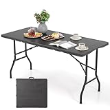 KOMFOTTEU Campingtisch klappbar, tragbarer Gartentisch mit Metallrahmen, Picknicktisch bis 180 kg...