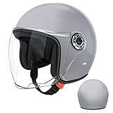 Roller Helm JetHelm Mopedhelm Herren Und Damen Jethelm Mit Visier,Motorradhelm, Mopedhelm...