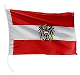 FLAGLY Premium Bootsfahne Österreich mit Adler 20 x 30 cm - 115g/m² Stoffgewicht - gedruckt,...