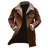 Generisch Wintermantel Herren GefüTterte Kurzmantel Trenchcoat - Reverskragen Vintage Cardigan...