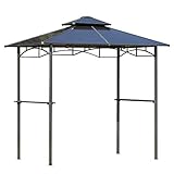 Outsunny Gartenlaube 2,4 x 1,5 m - Grillhütte - Steakhouse 2 Regale - Grilldach - Alu. schwarzes...