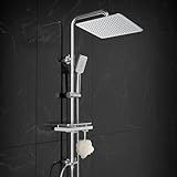 Görbach Regendusche Duschset ohne Armatur mit Ablage, Edelstahl Duschsystem mit Duschregal,...