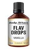 Body Attack Flav Drops®, 50 ml, Vanille, Aromatropfen für Lebensmittel, zuckerfreie Flavour Drops...