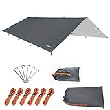 Unigear Zeltplane, Tarp für Hängematte, wasserdicht mit Ösen + 6 Erdnägel+ 6 Seilen, Regenschutz...