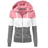 Newbestyle Jacke Damen Sweatjacke Hoodie Sweatshirt Pullover Oberteile Kapuzenpullover,Pink,M