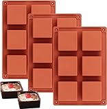 Socluer 3 Stück Silikon Brownie Pfanne 5 x 5 x 2,5 cm Quadratische Schokoladen Formen Backformen...