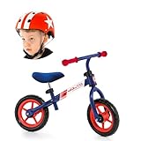 MOLTO | Fahrrad ohne Pedale Blau + roter Helm Star | Minibike | Kinderfahrrad |...