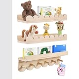Strixorn Bücherregal Kinder, 3er-Set, Regal Kinderzimmer, Wandregal Kinderzimmermit Holzhaken ideal...